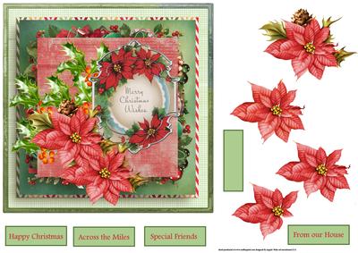 Poinsettias and Holly 7x7 Card
