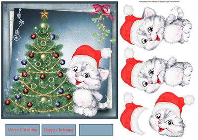 Kittens Christmas Tree 7x7 Card
