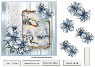 Winter Stream 7x7 Card with Floral Decoupage