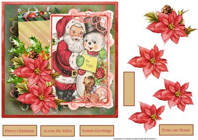 Vintage Santa and the Snowman 7x7 Card