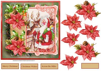 Santa and His Reindeer 7x7 Card