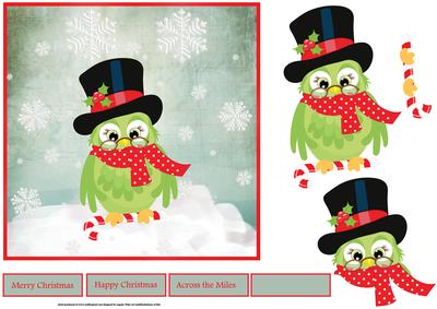 Wise Owl Christmas 7x7 Card with Decoupage