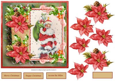 Santa Starts His Work 7x7 Card with Decoupage