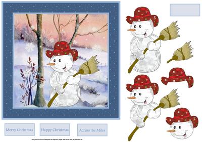 Snowman and Snowflakes 7x7 Card with Decoupage