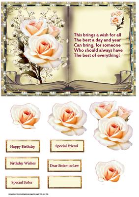 Peach Rose Book Topper with Verse