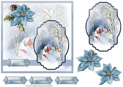 Vintage Christmas Hamlet 7x7 Card with Decoupage
