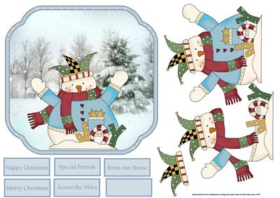 Joy Snowman 7x7 Card with Decoupage