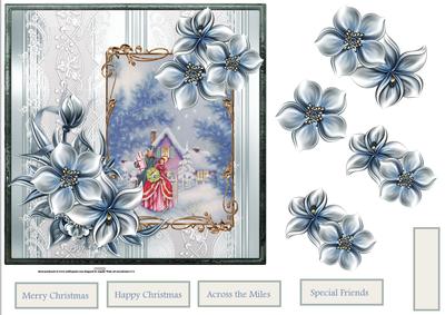 Family at Christmas 7x7 Card with Decoupage