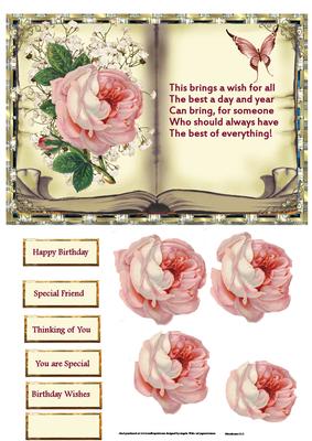 Pink Rose Vintage Book Topper and Decoupage