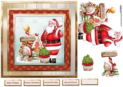 Santa at the North Pole 7x7 Card with Decoupage