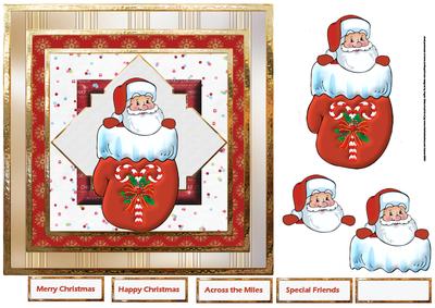 Santa in a Mitten 7x7 Card with Decoupage