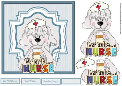 Nurse Puppy 7x7 Card with Large Decoupage