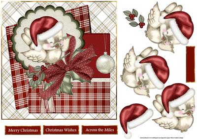 Chirpy Christmas Bird 7x7 Card with Decoupage