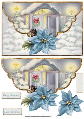 Christmas Door Mock Envelope Card with Decoupage