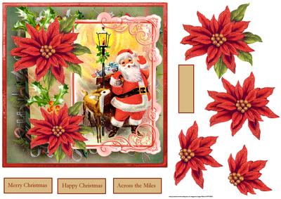 Vintage Santa and Reindeer 7x7 Card