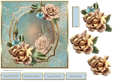 Rose and Pearl 7x7 Card with Decoupage