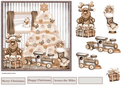 Christmas Tree and Toys Card with Decoupage