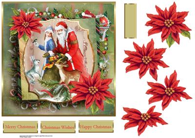 Santa with His Friends 7x7 Card with Decoupage
