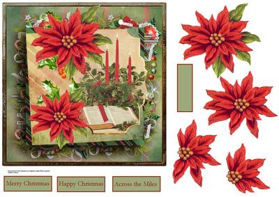 Red Candles and Bible 7x7 Card with Decoupage