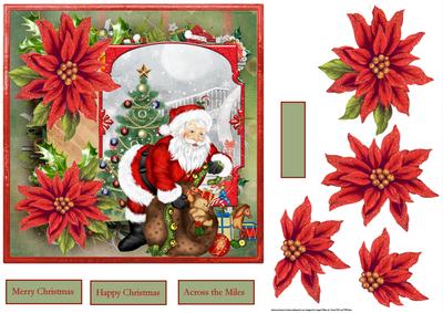 Santa Clause 7x7 Card with Decoupage