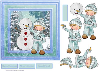 Building the Snowman 7x7 Card with Decoupage