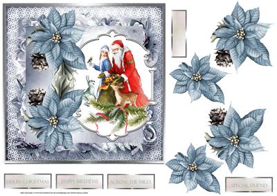 Santa Giving Gifts 7x7 Card with Decoupage
