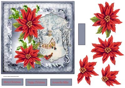 Red Poinsettia Vintage Christmas 7x7 Card
