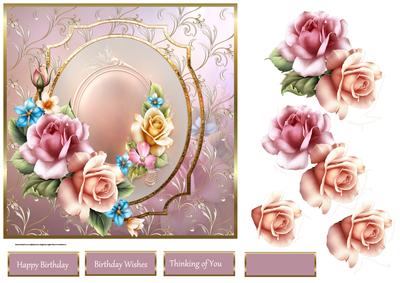 Variety of Roses 7x7 Card with Decoupage