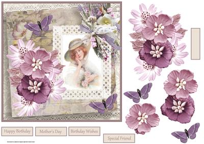 Deep in Thought 7x7 Card with Decoupage