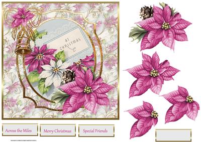 Bells and Poinsettias 7x7 Card with Decoupage