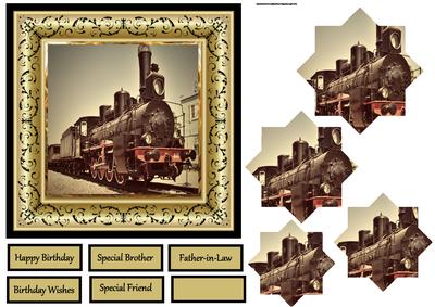 Old Steam Train 6x6 Card with Pyramid