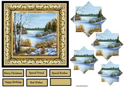 Frozen River 6x6 Card with Pyramid and Sentiment Tags