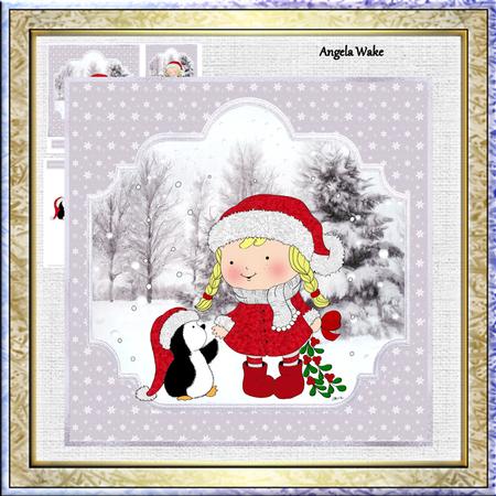 Hollys Penguin Kiss 7x7 Card and Decoupage
