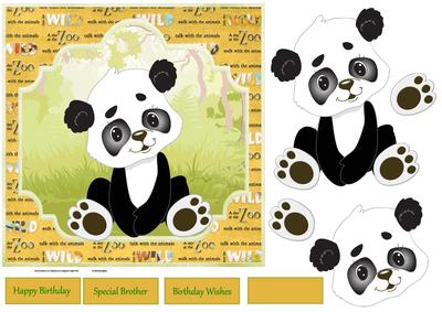 Baby Panda 7x7 Card with Decoupage