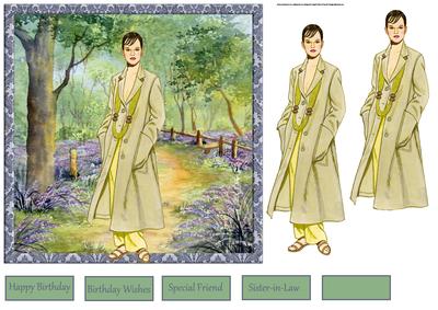 Walking in Bluebell Woods 7x7 Card with Decoupage