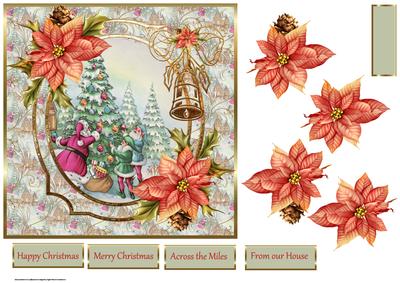 Santa Dresses the Tree 7x7 Card with Decoupage