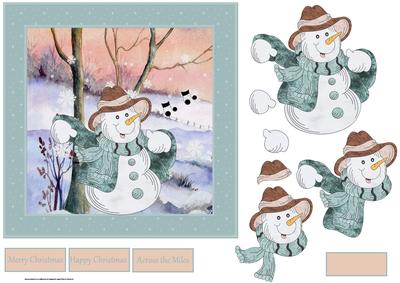 Singing Snowman 7x7 Card with Decoupage
