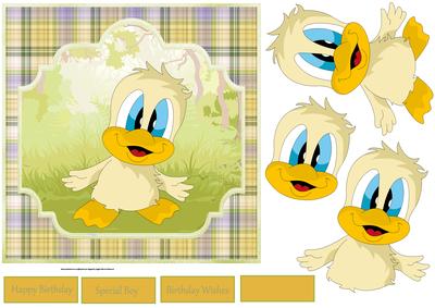 Baby Duck 7x7 Card with Decoupage