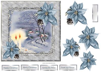 Candles in the Snow 7x7 Card with Decoupage
