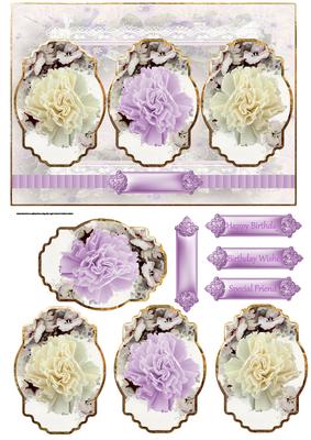 Rose Panel Card with Toppers and Sentiment Tags