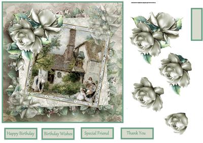 Country Garden Card with Rose Decoupage