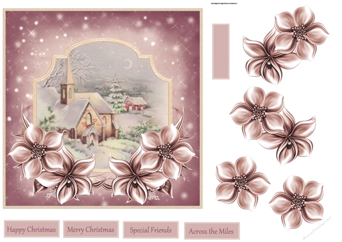 Church in the Moonlight 7x7 Card with Decoupage