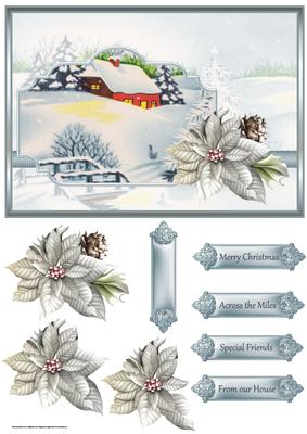 Snowhills and Trees Card with Decoupage