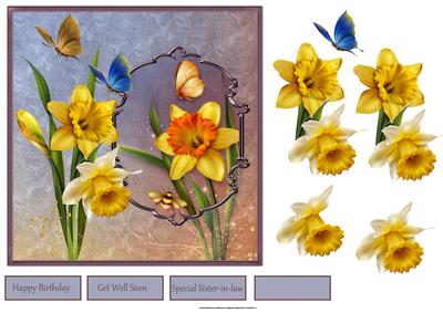 Daffodils in Glory 7x7 Card with Decoupage