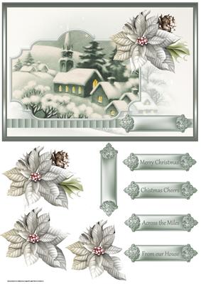 Quiet Hamlet at Christmas with Decoupage