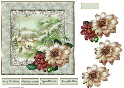 Vintage Christmas 7x7 Card with Decoupage