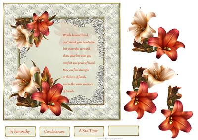 Lily Condolance 7x7 Card with Decoupage and Verse