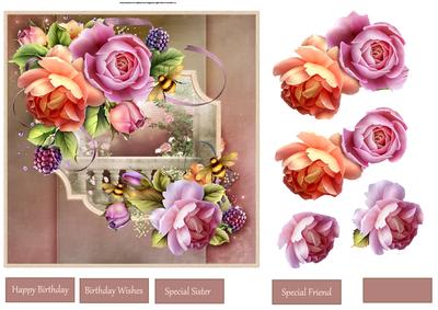 English Roses 7x7 Card with Decoupage