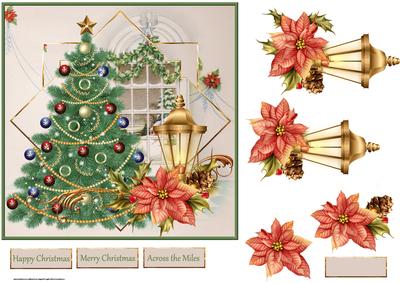 Christmas Tree Lights the Window7x7 Card with Decoupage