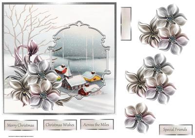 Winter Flowers 7x7 Card and Decoupage